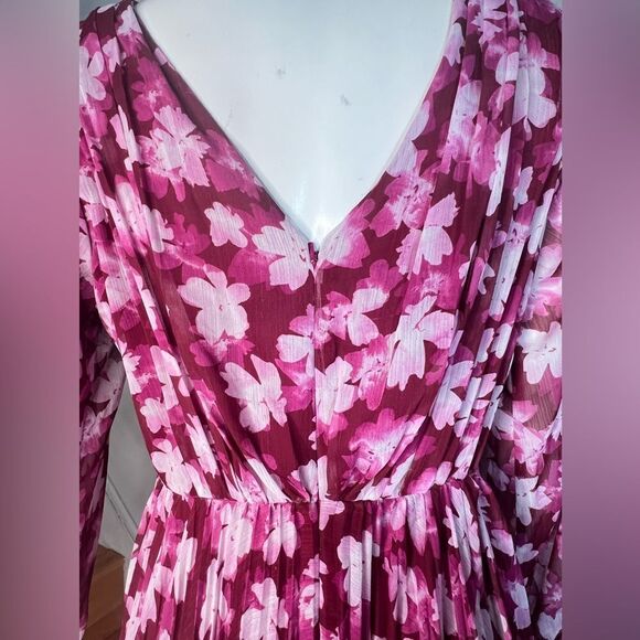 Anthropologie MLMonique Lhuillier Melanie Long-Sleeve V-Neck A-Line / size 6 - Picture 11 of 13